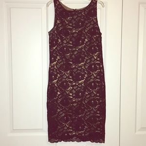 Black lace with gold satin dress